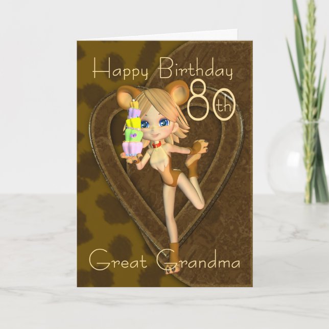 80th Birthday Great Grandma Cutie Pie Animal Colle Card (Front)