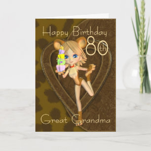 80th Birthday Great Grandma Cutie Pie Animal Colle Card