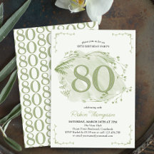 80th Birthday Green Dainty Wildflower Number 80