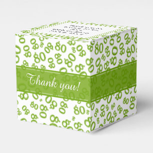 80th Birthday Green/White Number Pattern Favour Box