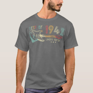 80th Birthday Guitar Lover Womens Mens Vintage Bes T-Shirt