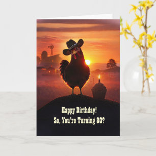 80th Birthday Humourous Chicken Card