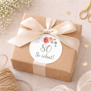 80th Birthday Inspirational Watercolor Floral Classic Round Sticker