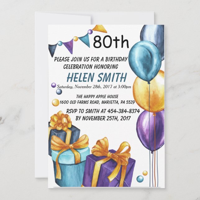 80th birthday invitation (Front)