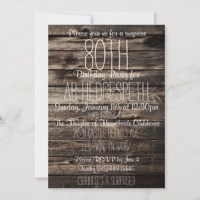 80th birthday invitation (Front)