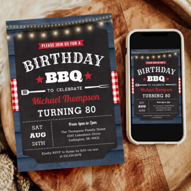 80th Birthday Invitation - Barbecue Party (80th Birthday Invitation - Barbecue Party)