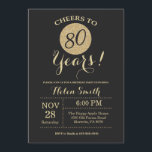 80th Birthday Invitation Black and Gold Glitter<br><div class="desc">80th Birthday Invitation Black and Gold Glitter Card. For further customisation,  please click the "Customise it" button and use our design tool to modify this template.</div>