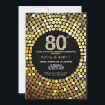 80th Birthday Invitation Black and Gold Glitter<br><div class="desc">80th Birthday Invitation. Black and Gold Glitter. Gold Diamond. Adult Birthday Party. For Men or Women. For further customisation,  please click the "Customise it" button and use our design tool to modify this template.</div>