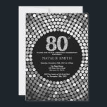 80th Birthday Invitation Black and Silver Glitter<br><div class="desc">80th Birthday Invitation. Black and Silver Glitter. Silver Diamond. Adult Birthday Party. For Men or Women. For further customisation,  please click the "Customise it" button and use our design tool to modify this template.</div>