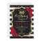 80th Birthday Invitation Black White Stripes Roses