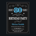 80th Birthday Invitation Blue and Black Chalkboard<br><div class="desc">80th Birthday Invitation Blue and Black Typography. Chalkboard. Black and White Background. Adult Birthday. Male Men or Women Birthday. Kids Boy or Girl Lady Teen Teenage Bday Invite. 13th 15th 16th 18th 20th 21st 30th 40th 50th 60th 70th 80th 90th 100th. Any Age. For further customisation, please click the "Customise...</div>