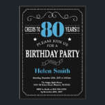 80th Birthday Invitation Blue and Black Chalkboard<br><div class="desc">80th Birthday Invitation Blue and Black Typography. Chalkboard. Black and White Background. Adult Birthday. Male Men or Women Birthday. Kids Boy or Girl Lady Teen Teenage Bday Invite. 13th 15th 16th 18th 20th 21st 30th 40th 50th 60th 70th 80th 90th 100th. Any Age. For further customisation, please click the "Customise...</div>