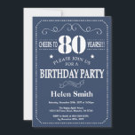 80th Birthday Invitation Blue and White<br><div class="desc">80th Birthday Invitation Blue and White Typography. Blue and White Background. Adult Birthday. Male Men or Women Birthday. Kids Boy or Girl Lady Teen Teenage Bday Invite. 13th 15th 16th 18th 20th 21st 30th 40th 50th 60th 70th 80th 90th 100th. Any Age. For further customisation, please click the "Customise it"...</div>