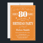 80th Birthday Invitation Burgundy Orange and White<br><div class="desc">80th Birthday Invitation Orange and White Typography. Orange and White Background. Adult Birthday. Male Men or Women Birthday. Kids Boy or Girl Lady Teen Teenage Bday Invite. 13th 15th 16th 18th 20th 21st 30th 40th 50th 60th 70th 80th 90th 100th. Any Age. For further customisation, please click the "Customise it"...</div>