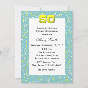 80th Birthday Invitation Confetti