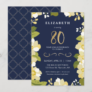 80th Birthday Invitation, Eightieth Customise Invitation