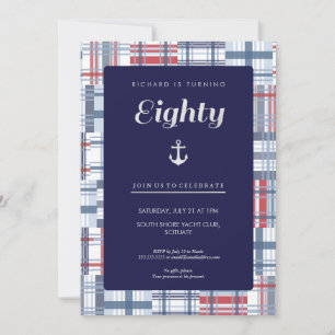 80th Birthday Invitation - Eighty Nautical Custom
