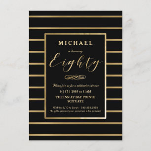 80th Birthday Invitation - Gold, Elegant Masculine