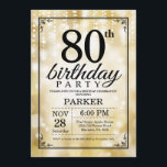 80th Birthday Invitation Gold Glitter<br><div class="desc">80th Birthday Invitation with Gold String Lights with Gold Glitter Background. Gold Birthday. Adult Birthday. Men or Women Bday Invite. 13th 15th 16th 18th 20th 21st 30th 40th 50th 60th 70th 80th 90th 100th, Any age. For further customisation, please click the "Customise it" button and use our design tool to...</div>
