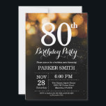 80th Birthday Invitation Gold Glitter<br><div class="desc">80th Birthday Invitation with Gold String Lights with Gold Glitter Background. Gold Birthday. Adult Birthday. Men or Women Bday Invite. 13th 15th 16th 18th 20th 21st 30th 40th 50th 60th 70th 80th 90th 100th, Any age. For further customisation, please click the "Customise it" button and use our design tool to...</div>
