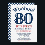 80th Birthday Invitation Mens Navy Blue<br><div class="desc">A funny and striking 80th birthday invitation for a husband,  friend,  father or grandad.</div>