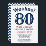 80th Birthday Invitation Mens Navy Blue<br><div class="desc">A funny and striking 80th birthday invitation for a husband,  friend,  father or grandad.</div>