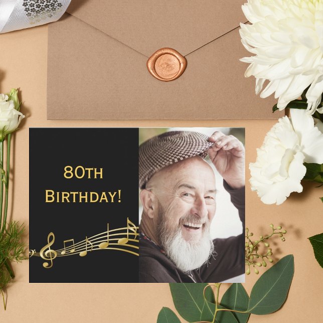 80th birthday invitation photo black for guys (Creator Uploaded)