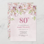 80th Birthday Invitation Pink Floral<br><div class="desc">Lovely traditional 80th Birthday invitation with a floral patterned background. 

© Mini Moi Prints</div>