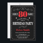 80th Birthday Invitation Red and Black Chalkboard<br><div class="desc">80th Birthday Invitation Red and Black Typography. Chalkboard. Black and White Background. Adult Birthday. Male Men or Women Birthday. Kids Boy or Girl Lady Teen Teenage Bday Invite. 13th 15th 16th 18th 20th 21st 30th 40th 50th 60th 70th 80th 90th 100th. Any Age. For further customisation, please click the "Customise...</div>