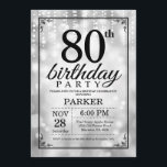 80th Birthday Invitation Silver Glitter<br><div class="desc">80th Birthday Invitation with Silver String Lights with Silver Glitter Background. Silver Birthday. Adult Birthday. Men or Women Bday Invite. 13th 15th 16th 18th 20th 21st 30th 40th 50th 60th 70th 80th 90th 100th, Any age. For further customisation, please click the "Customise it" button and use our design tool to...</div>