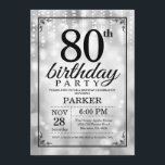 80th Birthday Invitation Silver Glitter<br><div class="desc">80th Birthday Invitation with Silver String Lights with Silver Glitter Background. Silver Birthday. Adult Birthday. Men or Women Bday Invite. 13th 15th 16th 18th 20th 21st 30th 40th 50th 60th 70th 80th 90th 100th, Any age. For further customisation, please click the "Customise it" button and use our design tool to...</div>
