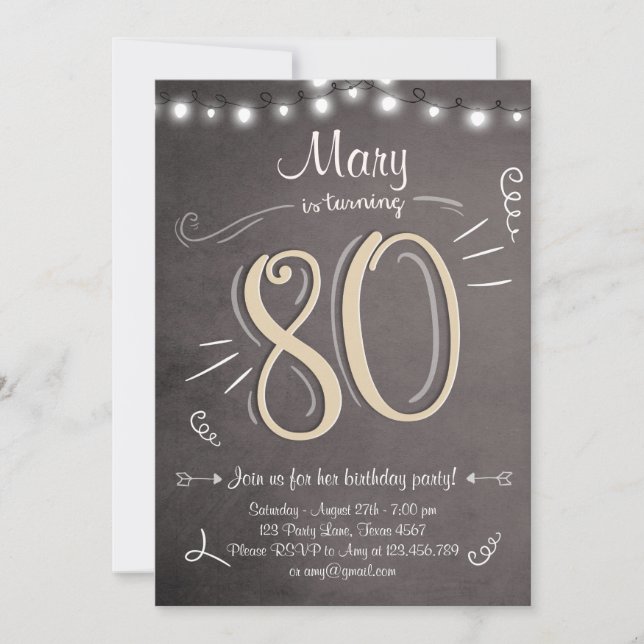 80th Birthday Invitation Vintage Eighty Birthday (Front)