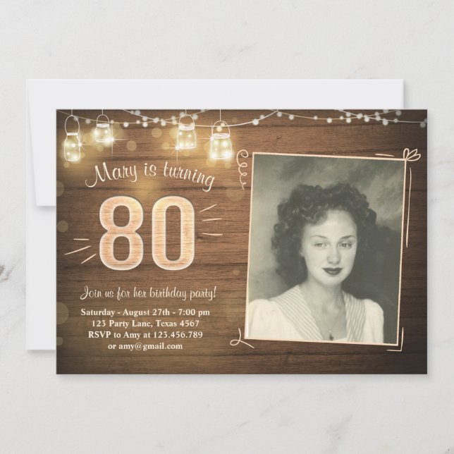 80th Birthday Invitation Vintage Eighty Birthday (Front)