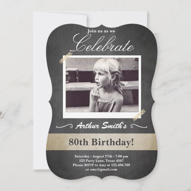 80th Birthday Invitation Vintage Eighty Birthday (Front)