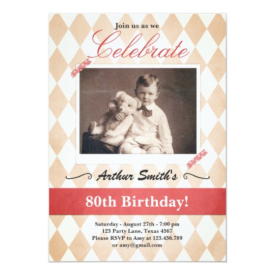 80th Birthday Invitation Vintage Eighty Birthday