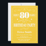 80th Birthday Invitation Yellow and White<br><div class="desc">80th Birthday Invitation Yellow and White Typography. Yellow and White Background. Adult Birthday. Male Men or Women Birthday. Kids Boy or Girl Lady Teen Teenage Bday Invite. 13th 15th 16th 18th 20th 21st 30th 40th 50th 60th 70th 80th 90th 100th. Any Age. For further customisation, please click the "Customise it"...</div>