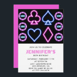80th birthday invitations Casino theme Poker Girl<br><div class="desc">80th birthday invitations Casino theme Poker Girl pink</div>