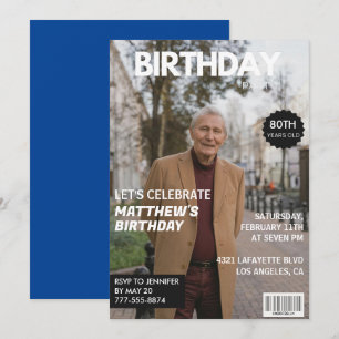 80th birthday invitations Men Him Magazine Cover