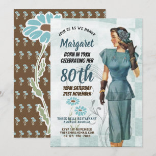 80th Birthday Invites Vintage Retro Art Deco 3