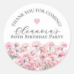 80th Birthday January Birth Flower Custom Favor Classic Round Sticker