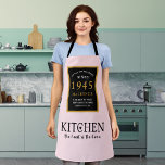 80th Birthday Kitchen Queen Heart Of Home Pink Apron<br><div class="desc">A wonderful birthday design on a pink apron for that special celebration. Easily customise the text using the template provided. Part of the setting standards range of birthday supplies. Superb gift for that Queen of the kitchen, which we all know is the heart of the home. Treat that awesome baker,...</div>