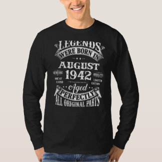 80th Birthday  Legends Born In August 1942 80 Year T-Shirt