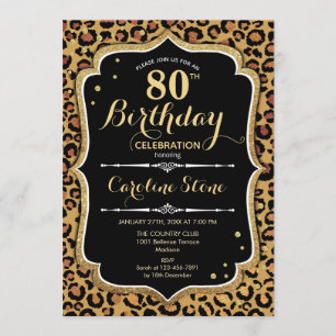 80th Birthday - Leopard Print Invitation