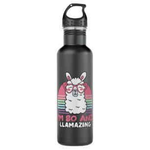 80th Birthday Llamazing Llama 80 Year Old Birthday 710 Ml Water Bottle