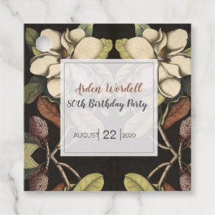 80th Birthday Magnolia Flowers Gift Favour Tags