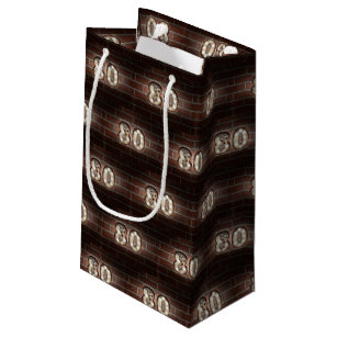 80th birthday-marque lights on brick small gift bag