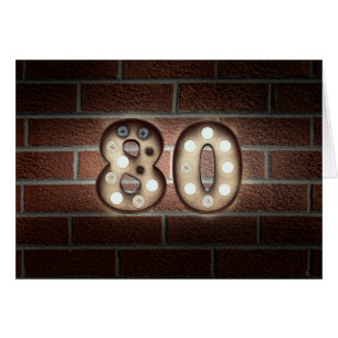 80th birthday-marquee light sign on brick