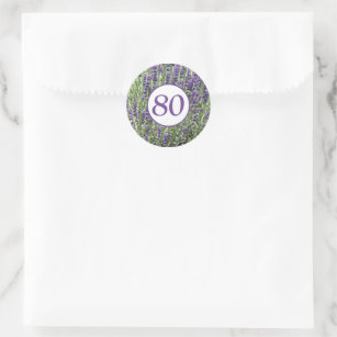 80th Birthday Milestone Purple Lavender Floral Classic Round Sticker