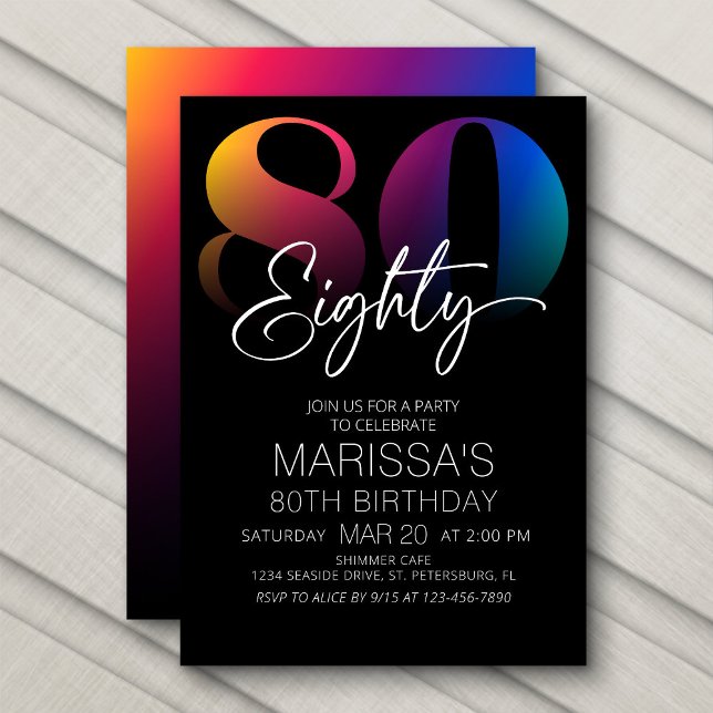 80th Birthday Modern Invitation (Creator Uploaded)