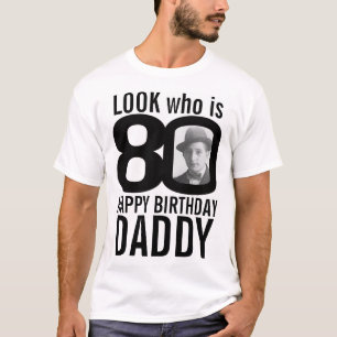 80th birthday mono look 80 custom photo and name T-Shirt